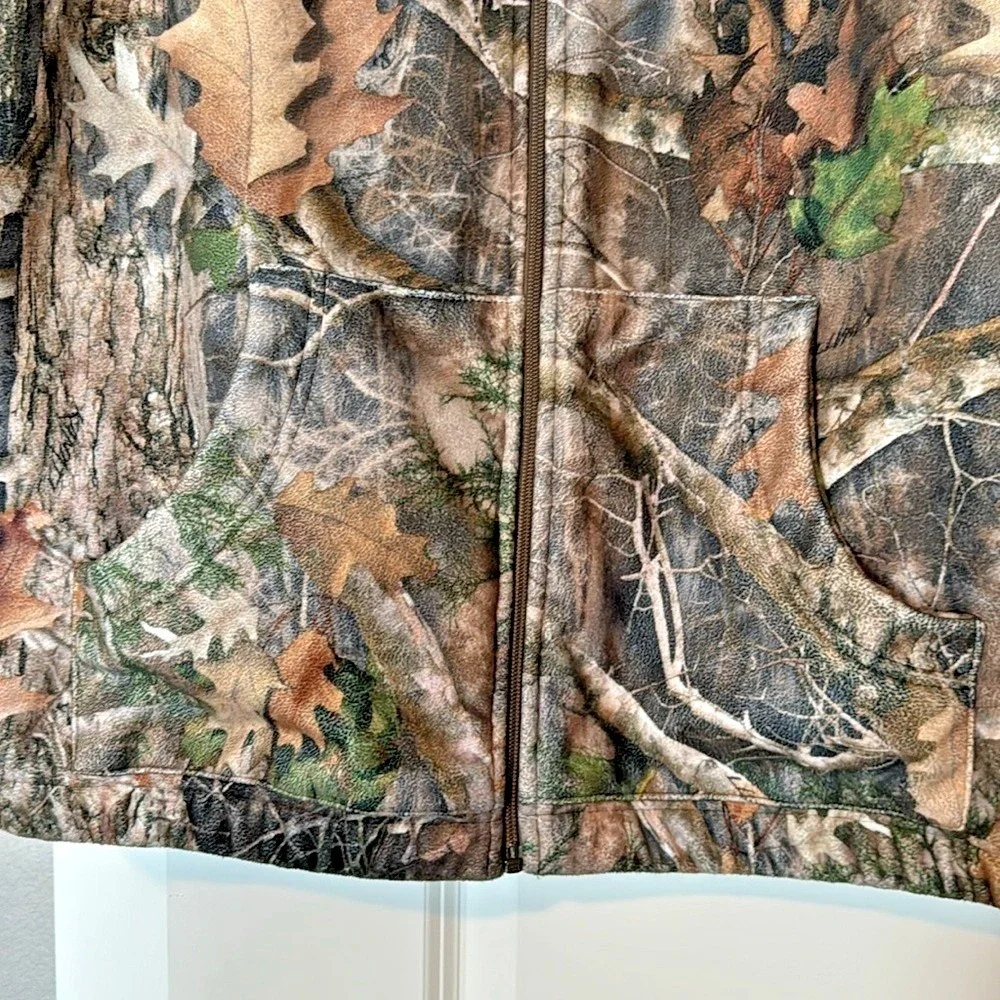Ridge Hunter Camo Fleece Vest Men's Size L Full Zip Pockets Hunting Outdoor